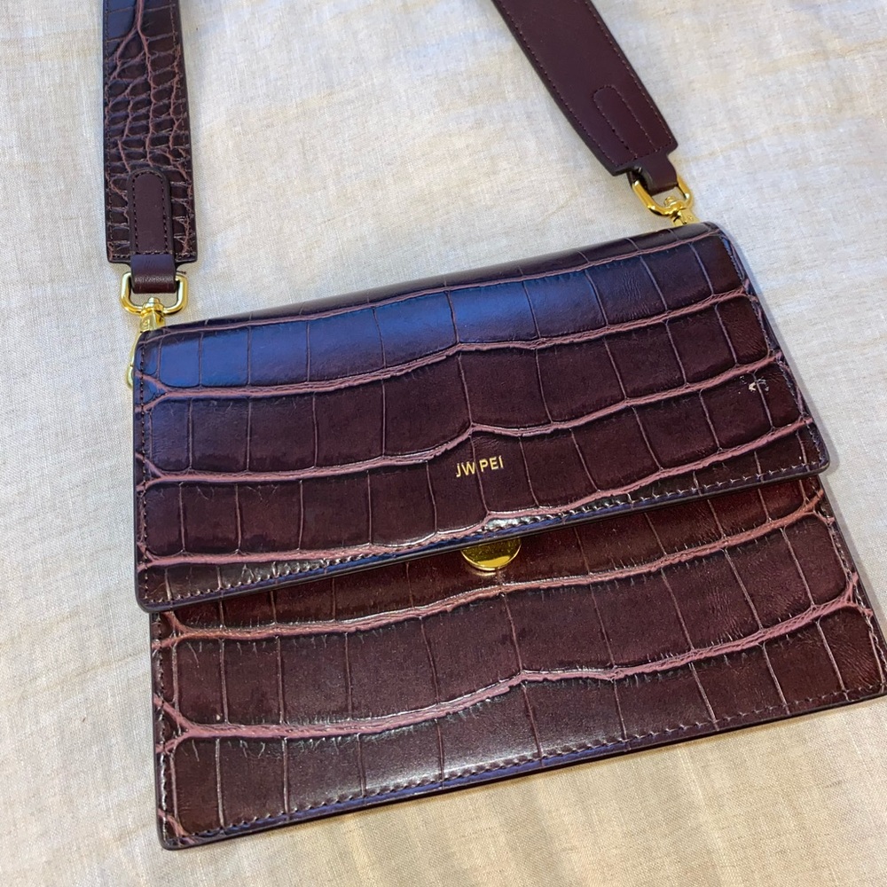 JW Pei bag- flap bag in maroon/ burgundy